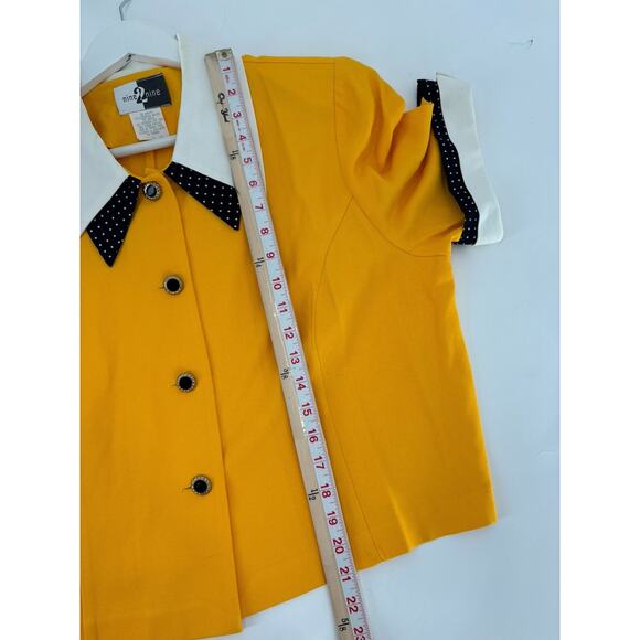 Vintage Nine 2 Nine Blouse Womens 16 Gold Yellow Double Collar Polka Dot Union - Picture 14 of 16